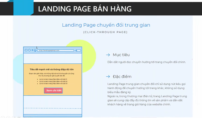 Landing Page chuyển đổi trung gian
