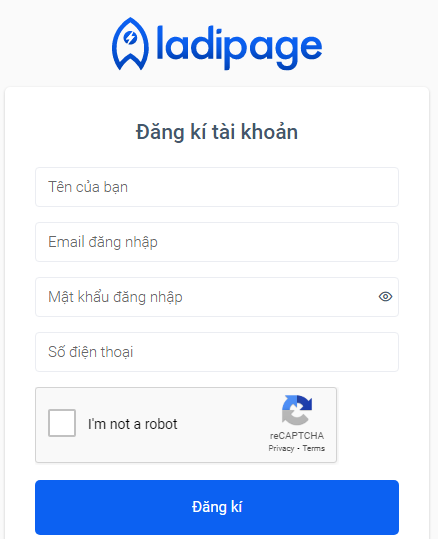 Đăng ký tài khoản dùng thử để tạo Landing Page miễn phí